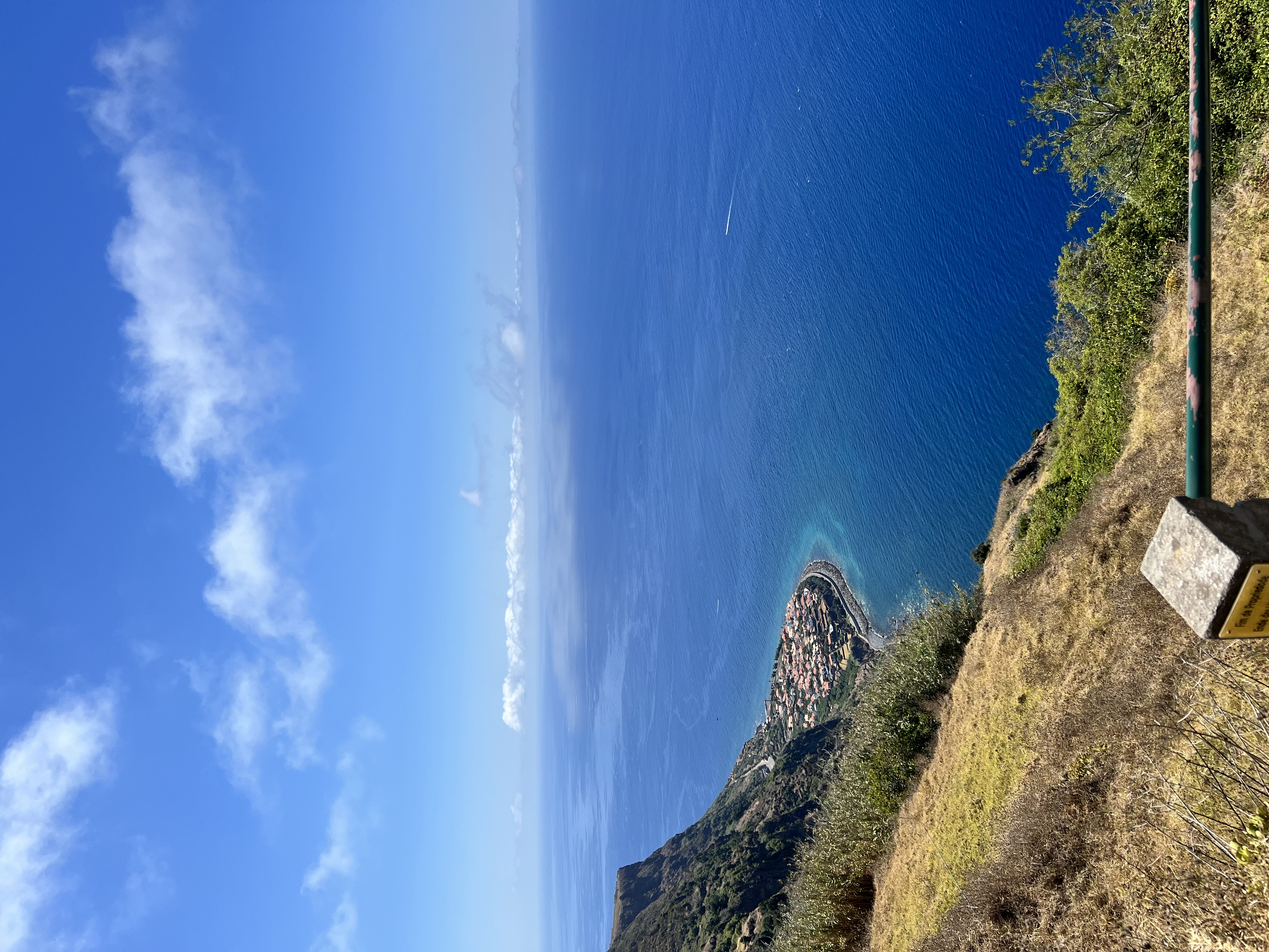 Scenic coastal view of Madeira showing dramatic cliffs and ocean